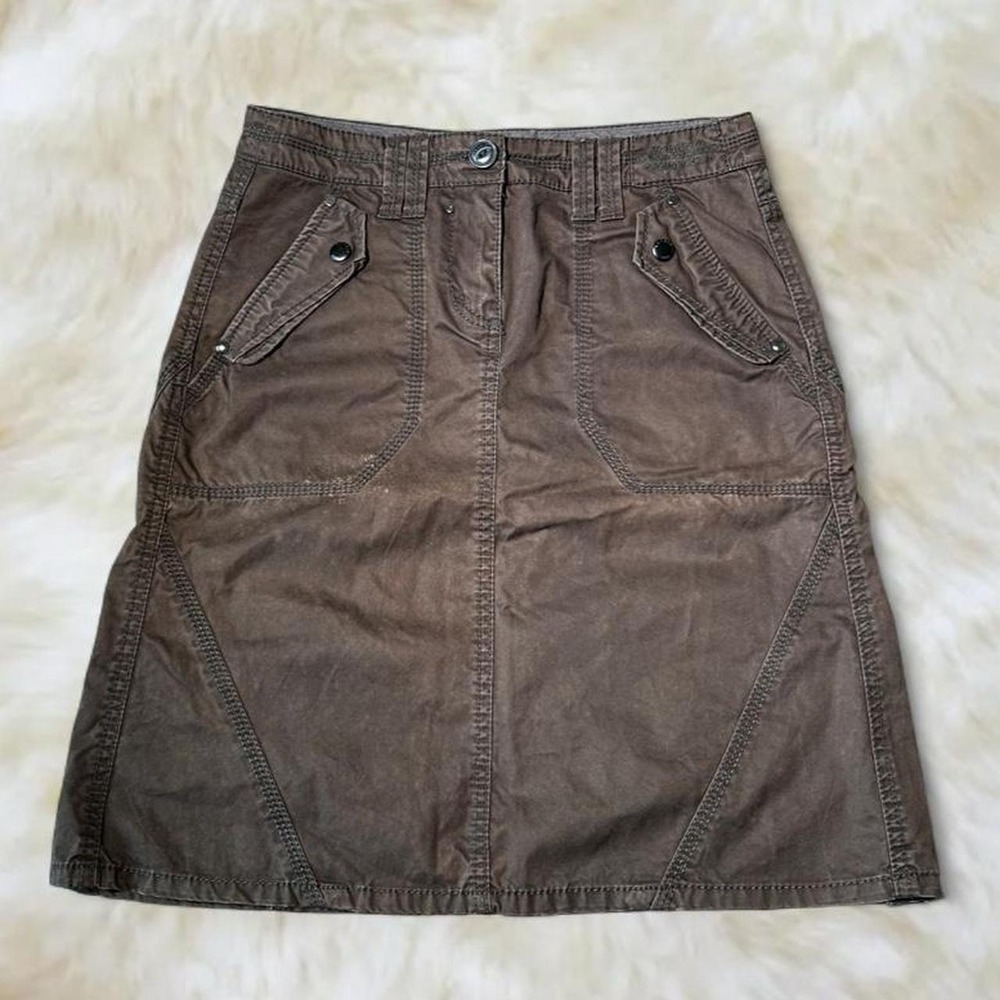 Esprit Brown Cargo Midi Skirt Low Rise Utility Pocket Y2K Vintage Medium
